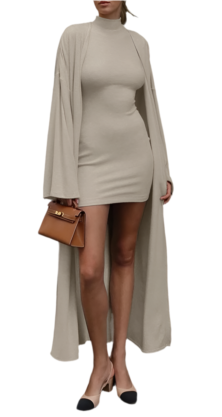 Set Eleganza Minimal – Abito e Cardigan Coordinati