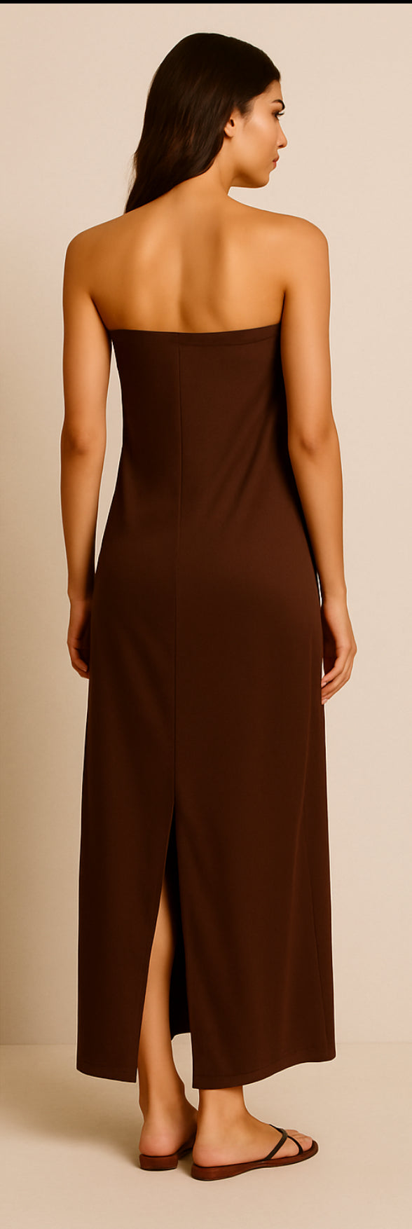 Abito lungo marrone con laccetti – Chic e seducente