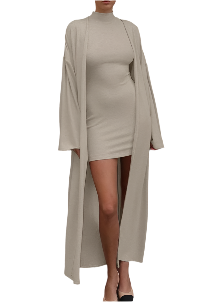 Set Eleganza Minimal – Abito e Cardigan Coordinati