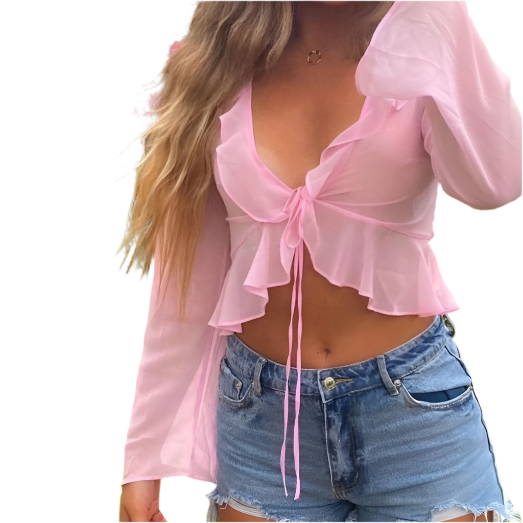 Top Romantico in Chiffon Rosa