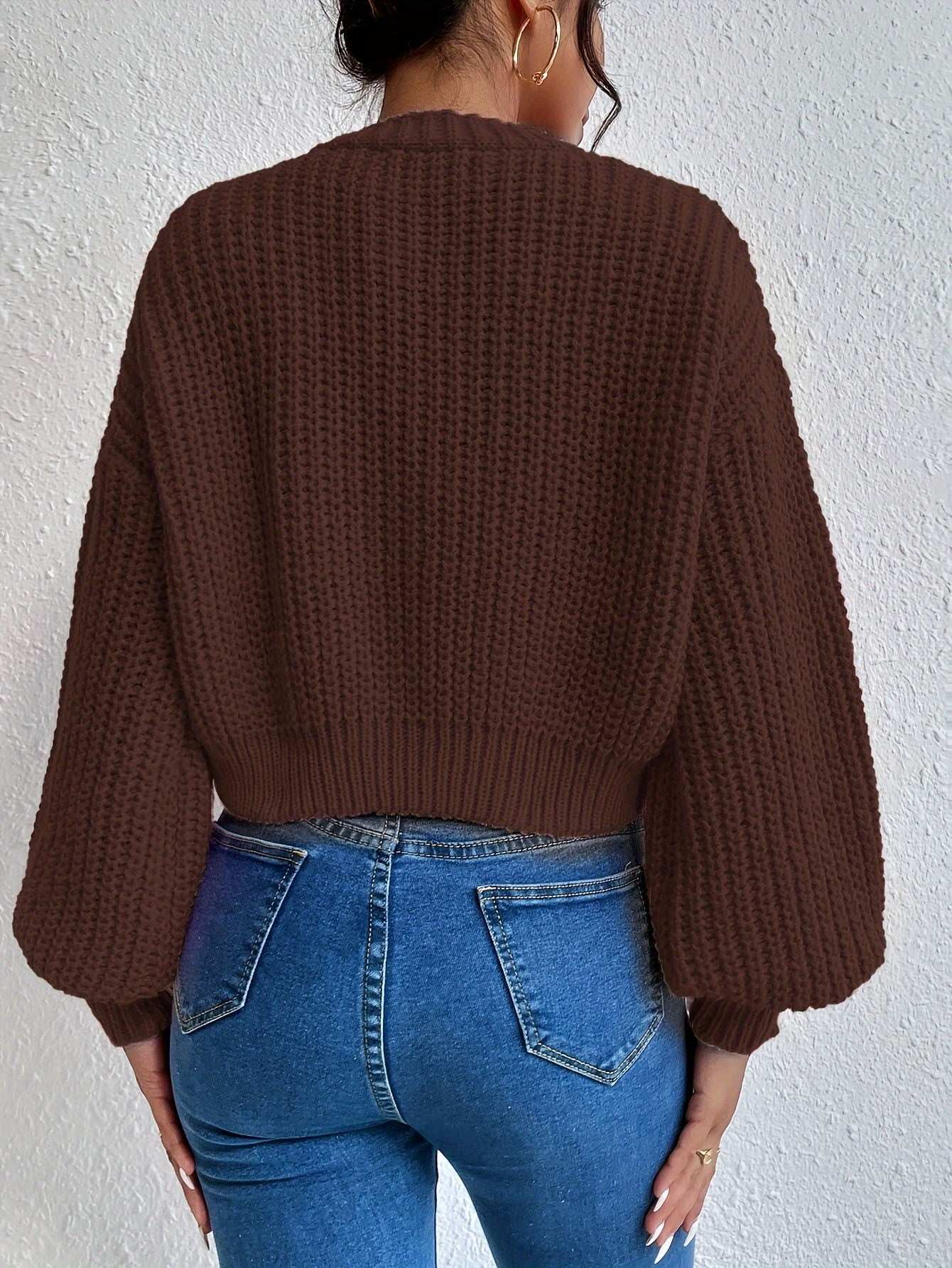 Cardigan corto in maglia con bottoni – Donna