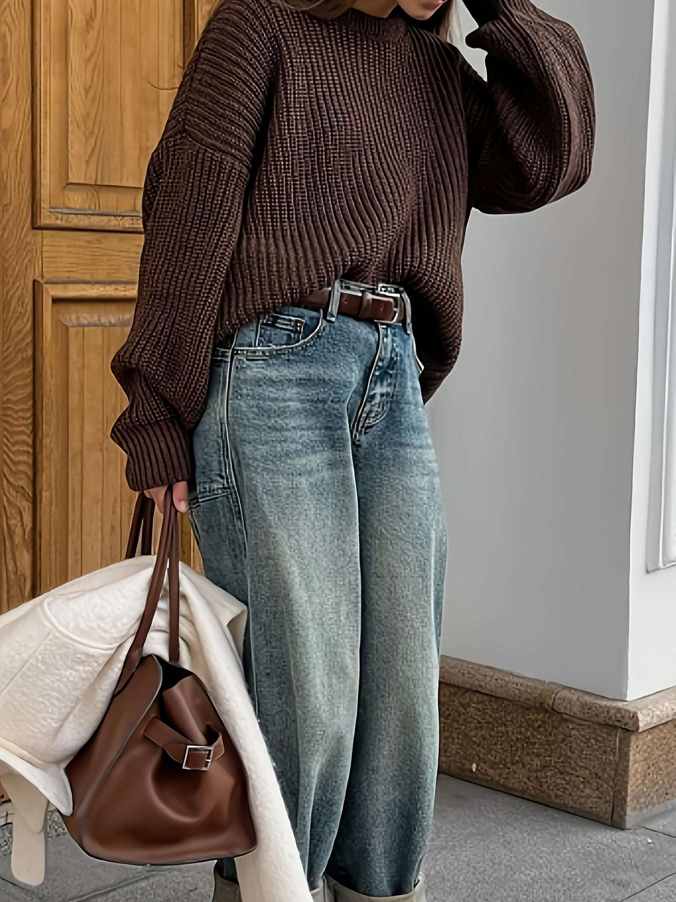 Maglione a maglia grossa con maniche lunghe