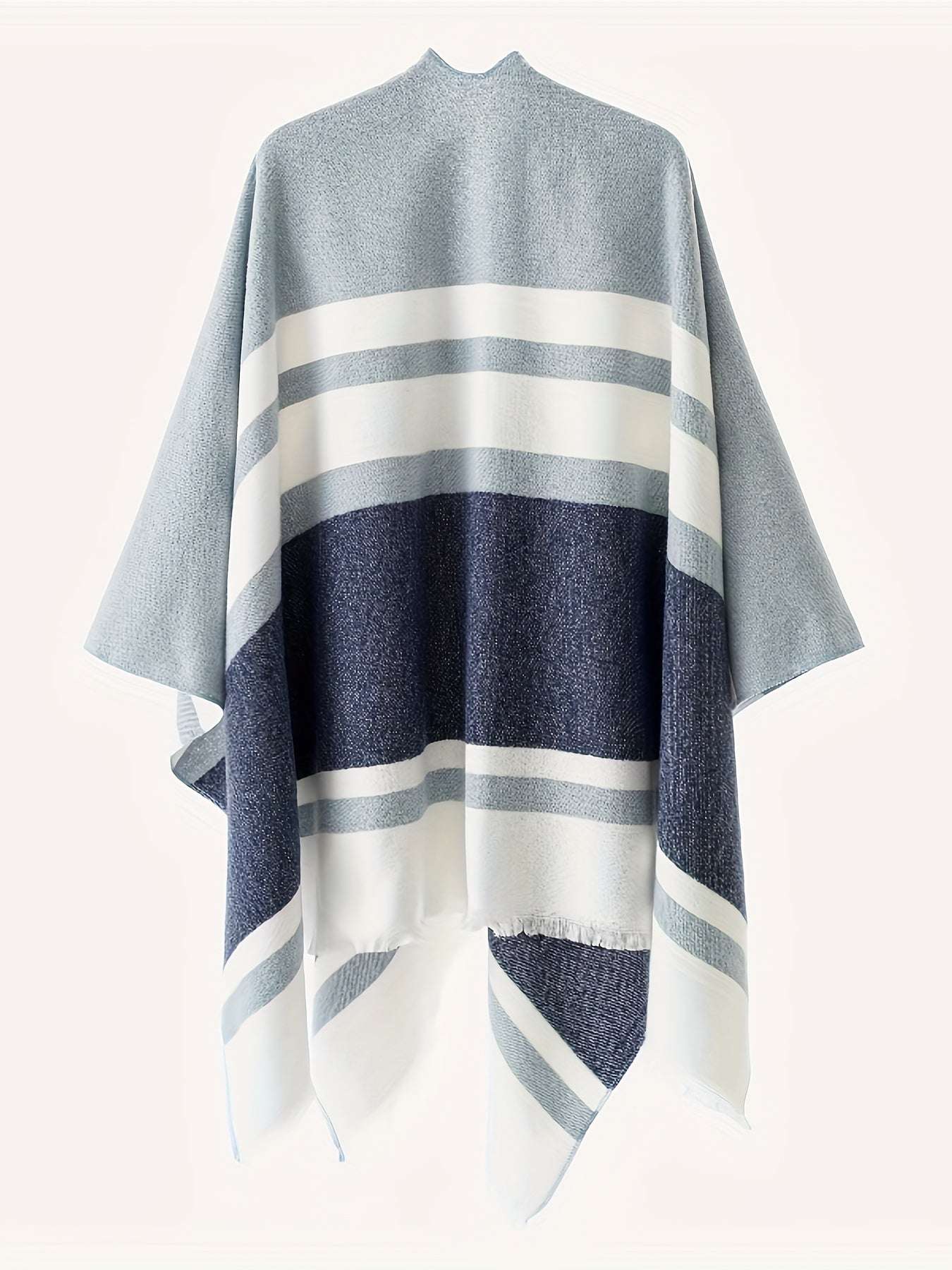 Poncho elegante con design geometrico e cintura frontale
