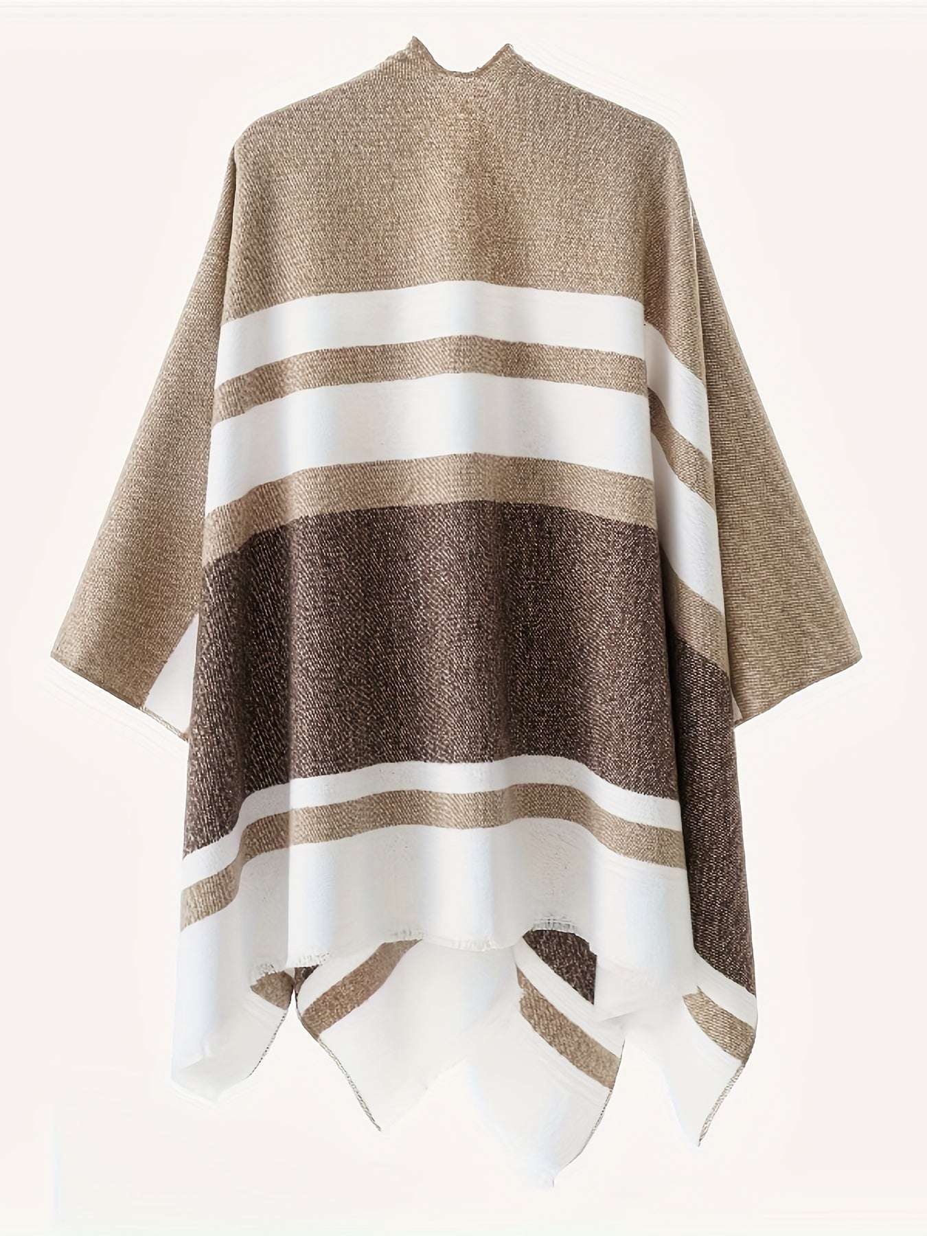 Poncho elegante con design geometrico e cintura frontale