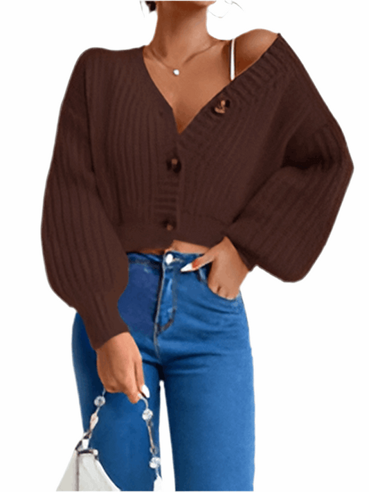Cardigan corto in maglia con bottoni – Donna