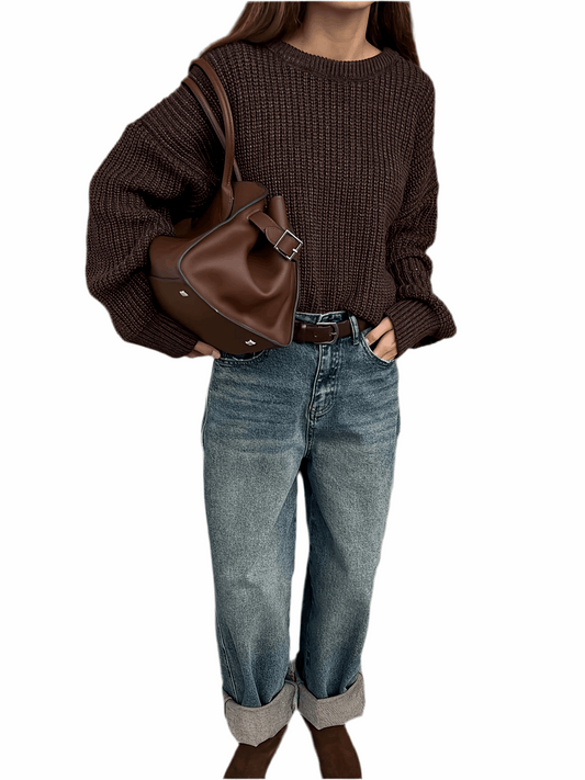 Maglione a maglia grossa con maniche lunghe