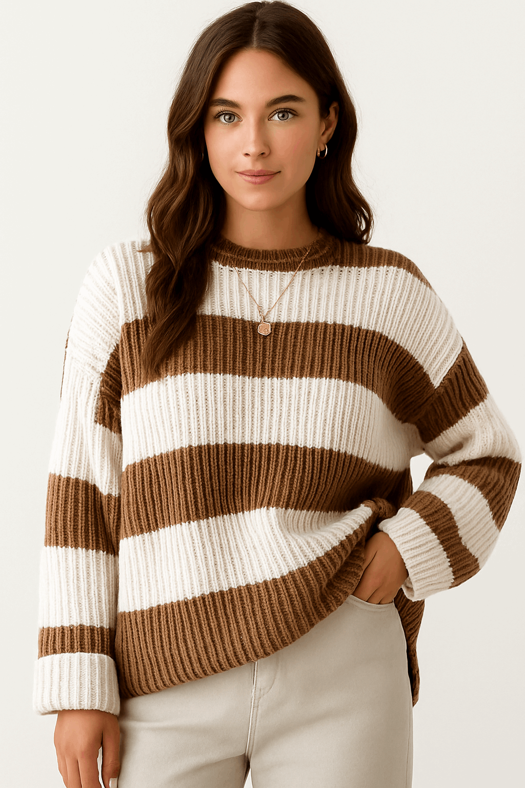 Maglione oversize a righe in maglia morbida