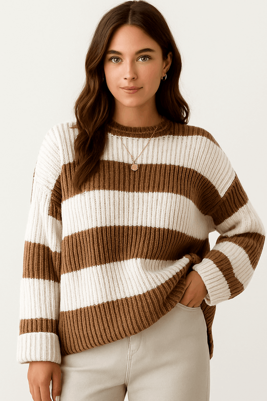 Maglione oversize a righe in maglia morbida