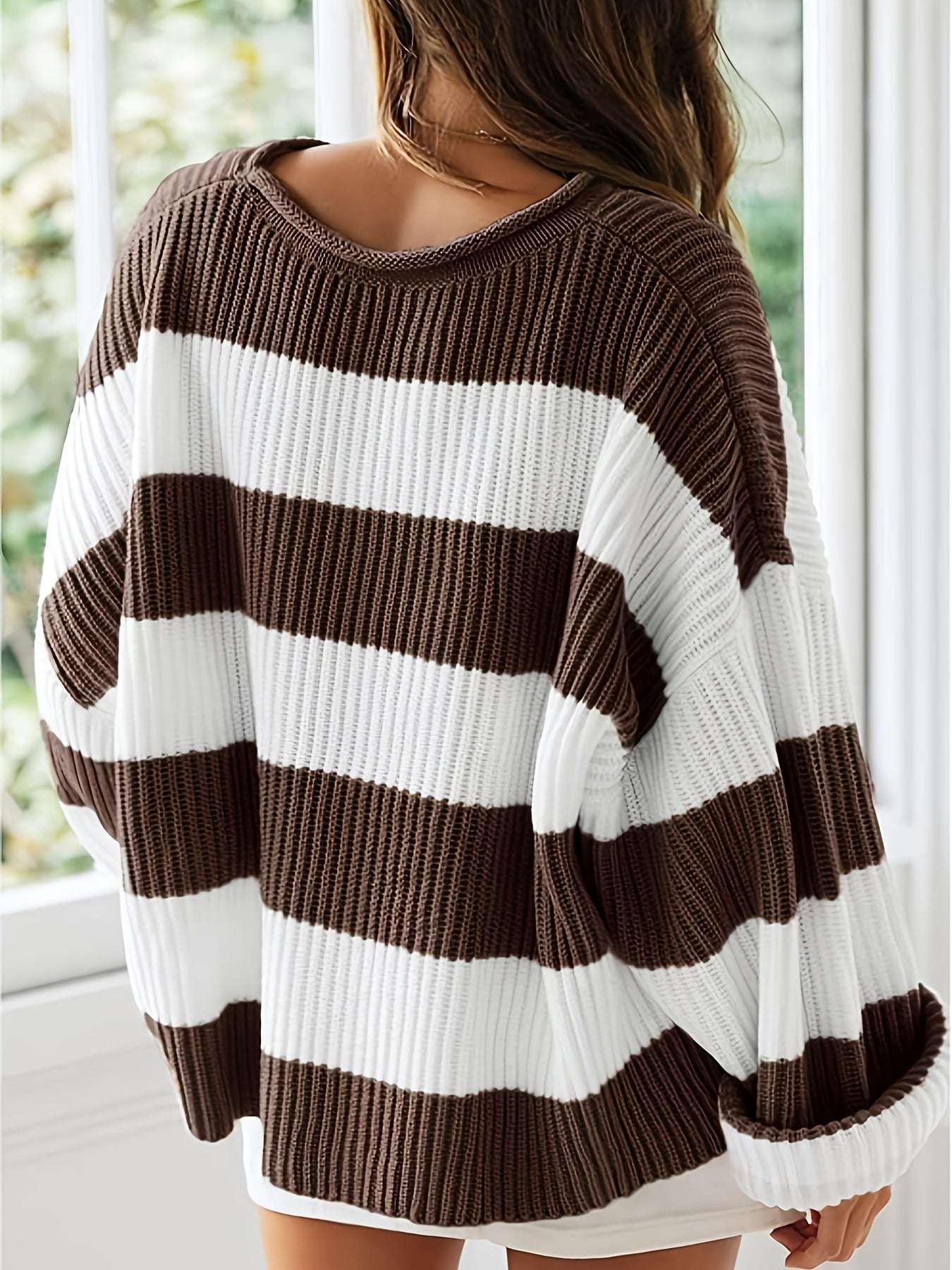 Maglione oversize a righe in maglia morbida