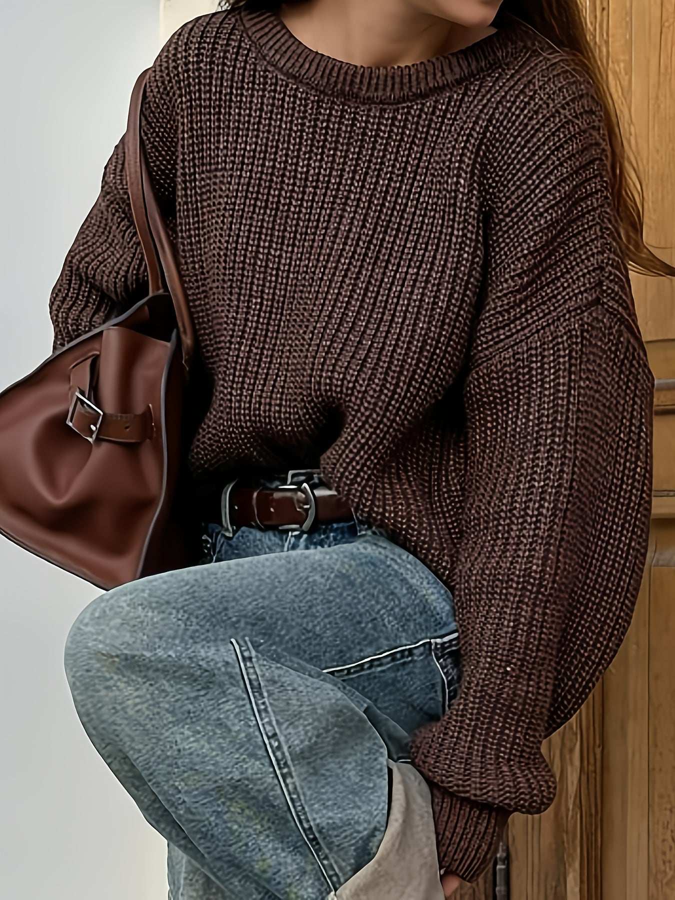 Maglione a maglia grossa con maniche lunghe