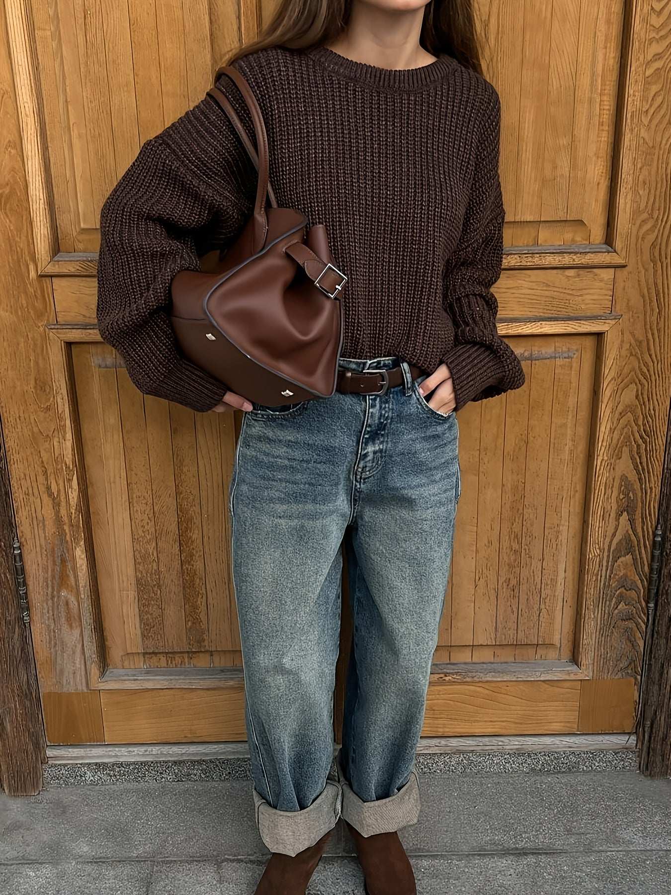 Maglione a maglia grossa con maniche lunghe